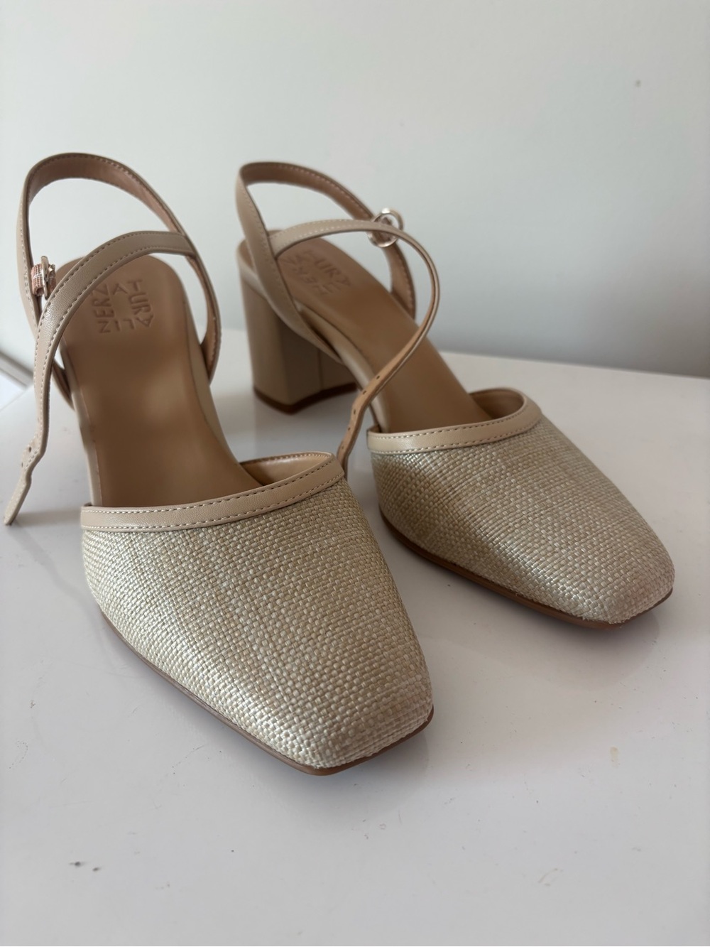 Naturalizer Neutral Woven Slingback Block Heels